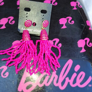 Pink beaded tassel earrings NEW‎